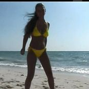 Christina Model Yellow Bikini On The Beach Video