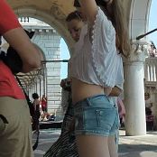  Beautiful Pale Young Teen in Jean Shorts Candid HD Video