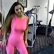 Christina Model Pink Once Piece Workout Outfit AI Enhanced HD Video