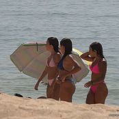 Teen Trio In Thong Beach Candid 4K UHD Video