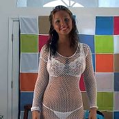 Christina Model White Netted Dress AI Enhanced HD Video