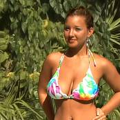 Christina Model Tropical Two Piece & Orange Wrap AI Enhanced HD Video