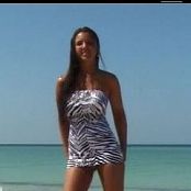 Download Christina Model Zebra Dress On The Beach Video