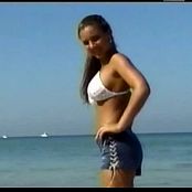 Download Christina Model White Bikini Top On The Beach Video