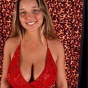 Download Christina Model Red Sparkling Shirt AI Enhanced Video