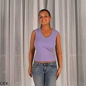 Download Christina Model Purple Top & Jeans AI Enhanced HD Video