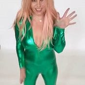 Britney Spears Green Shiny Catsuit and Leo Tease Video 120521 mp4 
