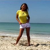 Christina Model Yellow TShirt On The Beach AI Enhanced Video