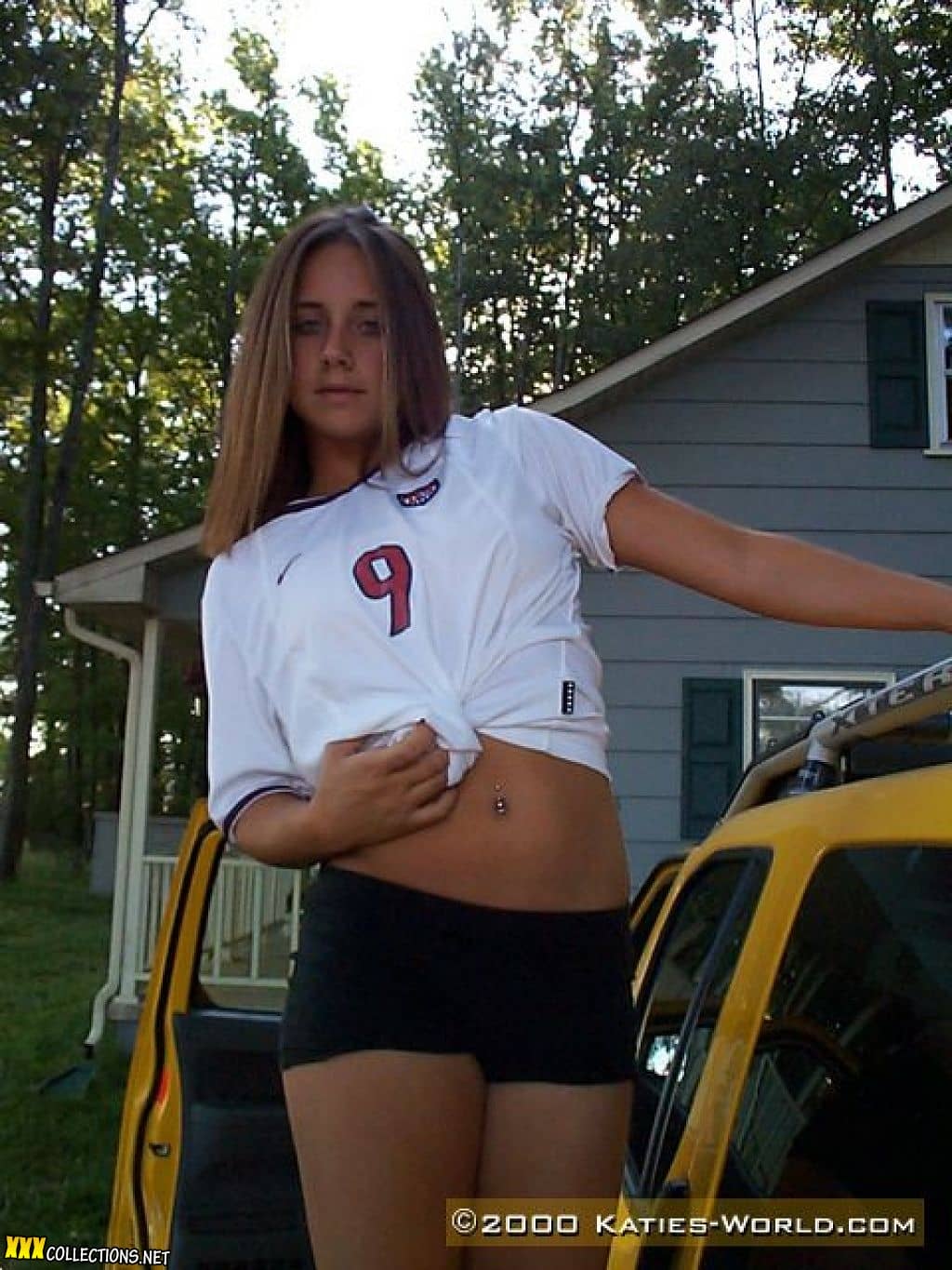 Hot early picture set with Katie from katies-world wearing a cute soccer ou...