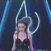 Kylie Minogue sexy wearing lingerie Shocked World Music Awards1991 Black PVC corset 201017 mpg 