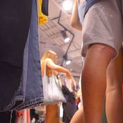 Girl Short Blue Dress & No Panties In Public 4K UHD Video