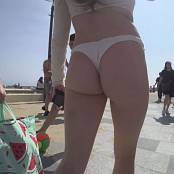 Hot Girl Walking On The Beach In White Thong HD Video