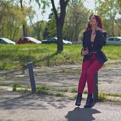 Jeny Smith The Red Pantyhose Indoor & Outdoor Test HD Video