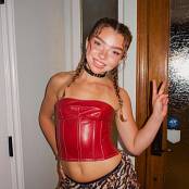 Download Bougie BB Red Leather Top & Leopard Shorts Picture Set