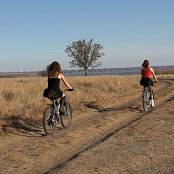 Download Girls Hunters of Beauty Bicycles In The Steppe 4K UHD Video 002