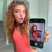 Bougie BB OnlyFans Brown Hair Salmon Top White Skirt Yellow Kicks 010