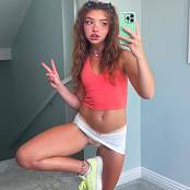 Bougie BB OnlyFans Brown Hair Salmon Top White Skirt Yellow Kicks 027