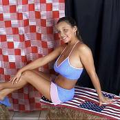 Christina Model Blue & Pink Daisy Dukes Outfit AI Enhanced V2 HD Video