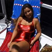Christina Model Shiny Red Club Dress AI Enhanced V2 HD Video